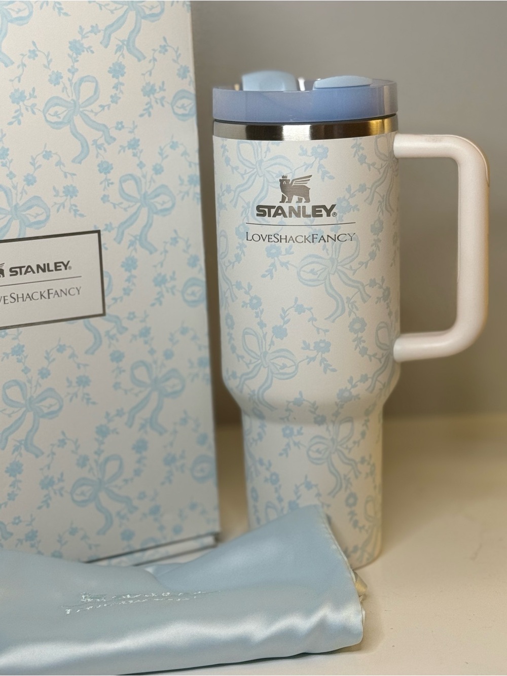 Limited Edition LoveShackFancy White & Light Blue Floral Travel Tumbler 40oz